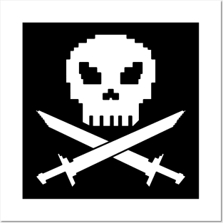 8Bit Video Gamer Pirate Skull Posters and Art